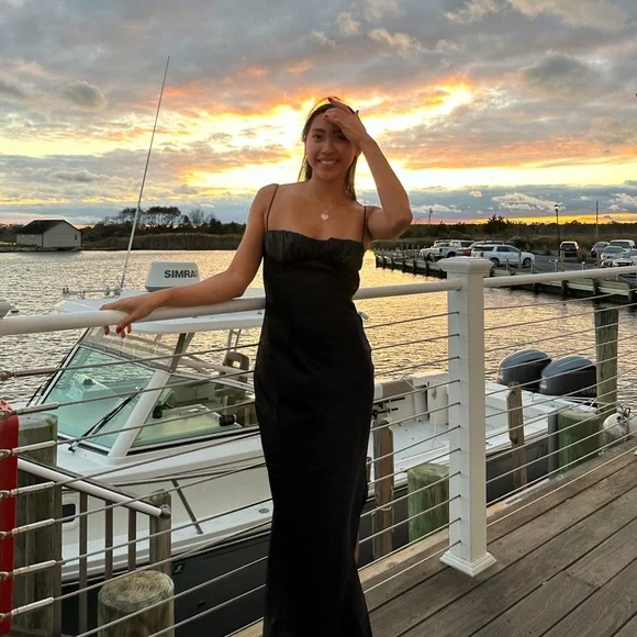 Princess Polly Black Satin Dress - Picture 3 of 4